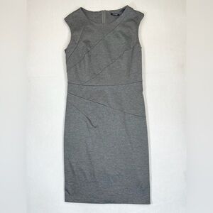 ORSAY Women's Cap Sleeve Bodycon Grey Tweed Shift‎ Dress Size US 10 Office Siren